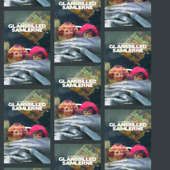 Grafik med mønster af bogforsider, fra bogen -Glansbilledsamlerne'