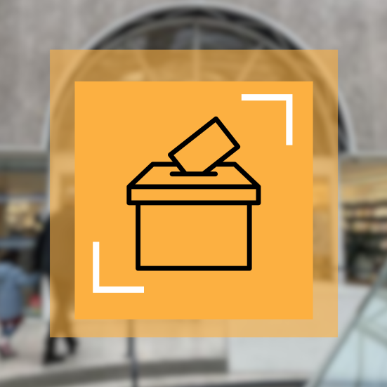 Grafik der forestiller en stemmekasse på biblioteket