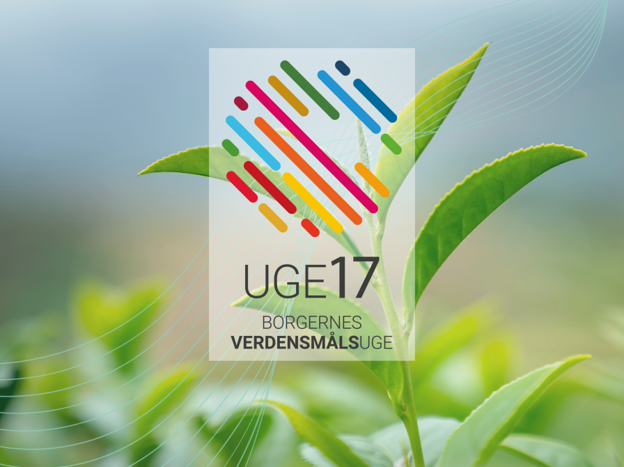 Foto af spirende plante, og uge 17-logo